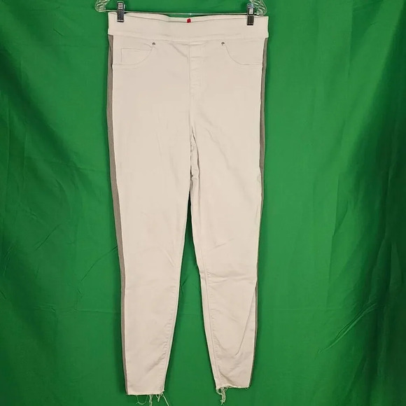 Spanx Womens White Gray Side Stripe Skinny Jeans Large - Picture 1 of 4